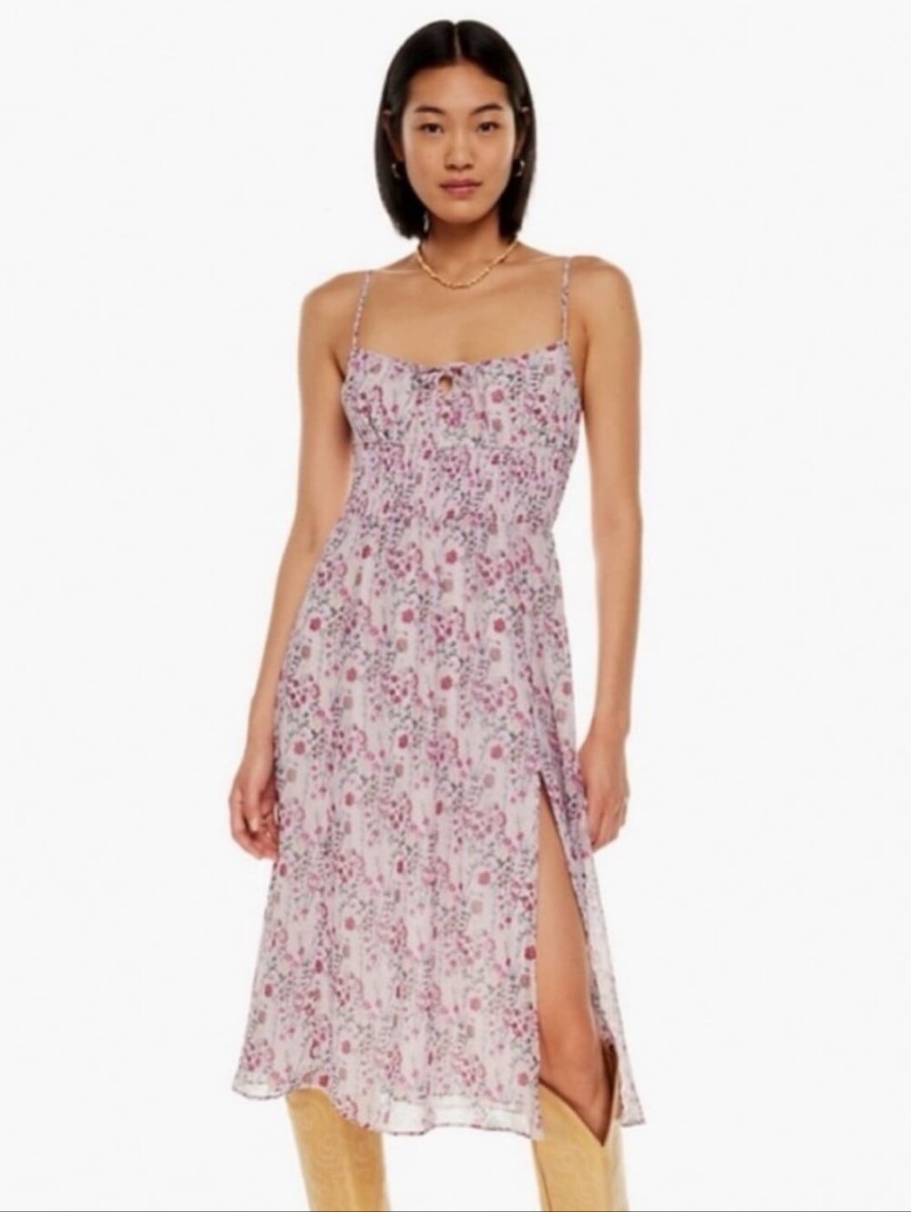 Aritzia Wilfred Genoa Midi Dress in Pink Floral Size Small